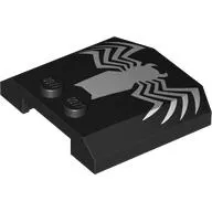 Brick Wedged, Curved Triple 4 x 4 x 2/3 with 2 Studs with White Spider Print