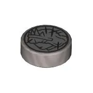 Tile Round 1 x 1 with Scratched Coin, Heads print