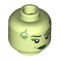 Minifig Head Poison Ivy, Dark Green Eyebrows, Lime Eyeshadow, Dark Green Lips, Sand Green Leaves, Neutral / Angry Frown
