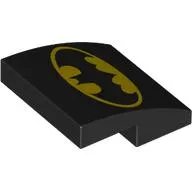 Brick Curved 2 x 2 x 2/3 with Yellow Batman Symbol print