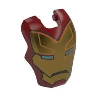 Headwear Accessory Visor Top Hinge, Rounded, with Gold Armor, Bright Light Blue Eyes Print (Iron Man)