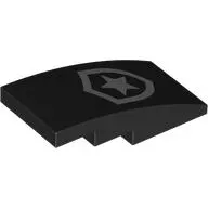 Brick Curved 4 x 2 No Studs with Silver Police Logo print