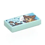 Tile 1 x 2 with Cat Food Box, Cat, White 'MEOW BITS' print
