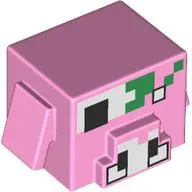 Minifig Head Special, Cube Hog with White Snout, Green, Skull, Eyes print
