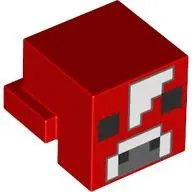 Minifig Head Special, Cube with Rear Ledge, Pixelated Dark/Light Bluish Gray Face, Black Eyes Print