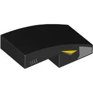 Brick Curved 2 x 1 No Studs [1/2 Bow] with Silver Shape, Yellow Eye on Side print