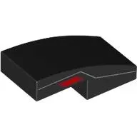 Brick Curved 2 x 1 No Studs [1/2 Bow] with Silver Line, Red Eye on Side print