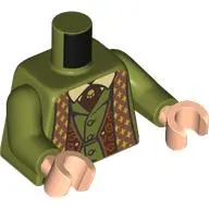 Torso Robe, Gold and Medium Nougat Trim, Decorations, Vest, Dark Orange Tie with Gold Pin print, Olive Green Arms, Medium Nougat Hands