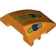 Brick Wedged, Curved 4 x 3 No Studs with Silver/Lime Hoses, Black Lines print