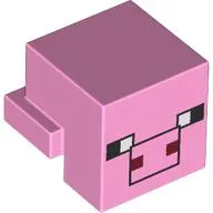 Minifig Head Special, Cube with Rear Ledge, Pixelated Black, White and Dark Red Face, Black Snout Outline Print (Pig)