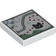 Tile 2 x 2 with Arctic Map, Train Tracks, Mountains, Fox print