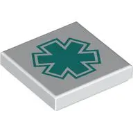 Tile 2 x 2 with Dark Turquoise Star of Life print