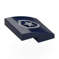 Brick Curved 2 x 2 x 2/3 with Silver Police Badge print