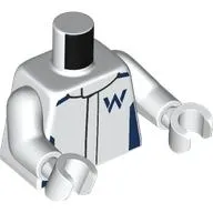 Torso, Racing Suit, Dark Blue Markings, 'W' print, White Arms and Hands