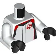 Torso, Racing Suit, Black/Red Markings, Red 'H' print, White Arms, Black Hands