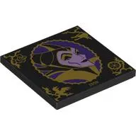 Tile 4 x 4 with Dark Purple/Lavender Maleficent Portrait, Gold Border, Symbols, '1959' print