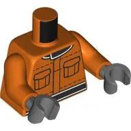 Torso, Vest, Black Belt, Collar, Pockets print, Reddish Orange Arms, Dark Bluish Gray Hands