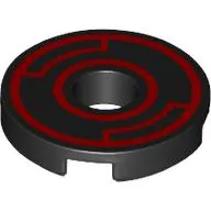 Tile Round 2 x 2 with Hole with Red Circles print