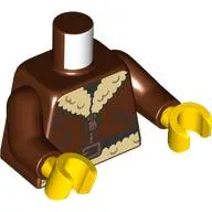 Torso, Jacket, Tan Fur, Copper Zipper, Belt Buckle, Black Belt print, Reddish Brown Arms, Yellow Hands