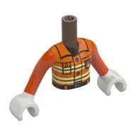 Minidoll Torso Woman with Reddish Brown Arms and White Hands with Reddish Orange Firefighter Uniform, Bright Light Yellow/Silver Safety Stripes, Black Belt print