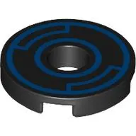 Tile Round 2 x 2 with Hole with Blue Circles print