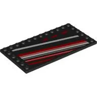 Plate Special 6 x 12 with Studs on 3 Edges with Diagonal Red/White Stripes print