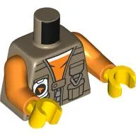 Torso Jacket, Pockets, White Radio, Orange Shirt print, Orange Arms, Yellow Hands