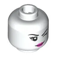 Minifig Head Harley Quinn, Eyebrows, Light Bluish Grey Eyeshadow, Dark Pink Lips, Wink / Pink Bubblegum Bubble Print
