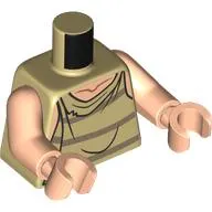 Torso Tatty Vest, Light Nougat Neck, with 3 Stripes Print (Dobby), Light Nougat Arms and Hands