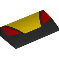 Brick Curved 2 x 4 x 2/3 No Studs with Yellow Trapezoid, Red Triangles print