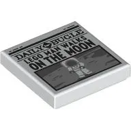 Tile 2 x 2 with Newspaper Daily Bugle 'LEGO MAN WALKS ON THE MOON' print