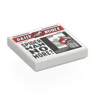 Tile 2 x 2 with Newspaper Daily Bugle 'SPIDER-MAN NO MORE?' print