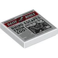 Tile 2 x 2 with Newspaper Daily Bugle 'RHINO ESCAPES FROM ZOO!' print