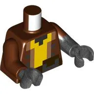 Torso, Pixelated Yellow Shirt, Dark Brown Belt print, Odd Dual Molded Left Arm, Reddish Brown Sleeve, Pearl Titanium Arm, Right Reddish Brown Arm, Pearl Titanium Hands