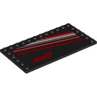 Plate Special 6 x 12 with Studs on 3 Edges with Diagonal Red/White Stripes, Red F1 Logo print