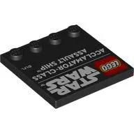 Plate Special 4 x 4 with Studs on One Edge with 'LEGO STAR WARS ACCLAMATOR-CLASS ASSAULT SHIP' print
