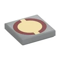 Tile 2 x 2 with Dark Red Circle, Tan Center print