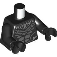 Torso, Dark Bluish Grey Black Panther Armor, Silver Crystals Necklace, Black Arms and Hands