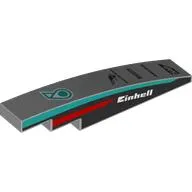 Brick Curved 1 x 6 with White 'EINHELL' On Black Background, Dark Turquoise/Red Stripes on Sides, Black Sponsors print