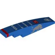 Brick Curved 1 x 6 with Silver Bull On Sides, Red Stripe, White Sponsors print