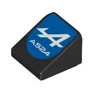 Brick Sloped 30° 1 x 1 x 2/3 (Cheese Slope) with White 'A', 'A524' on Blue Background print
