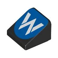 Brick Sloped 30° 1 x 1 x 2/3 (Cheese Slope) with White 'W' on Blue Background print