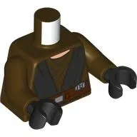 Torso, Jedi Robe, Black Lapels Dark Brown Belt print, Dark Brown Arms, Black Hands