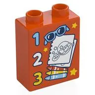 Duplo Brick 1 x 2 x 2 with '1, 2, 3', Sunglasses, Note, Pencils print