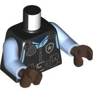Torso, Police Vest, Radio, Police Badge, Utility Belt, Bright Light Blue Shirt print, Bright Light Blue Arms, Umber Brown Hands