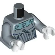 Torso Armor, Silver and Metal Green Panels print, Sand Blue Arms, White Hands