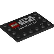 Plate Special 4 x 6 with Studs on 3 Edges with 'LEGO STAR WARS JANGO FETT' print