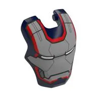 Headwear Accessory Visor Top Hinge, Rounded with Silver Mask, Red Border, White Eyes (Iron Patriot) print