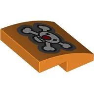 Brick Curved 2 x 2 x 2/3 with Skull and Bones, Red Nose print