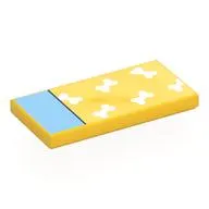 Tile 2 x 4 with Bed, White Bones Blanket, Light Aqua Pillow print